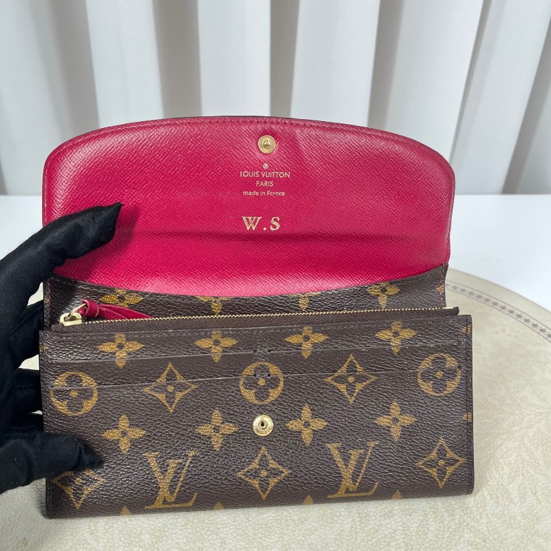 LV路易威登 有刻字 經典老花搭配豆豆長款信封錢包 紅色內裡 內裡整潔 卡位多 容量大-20