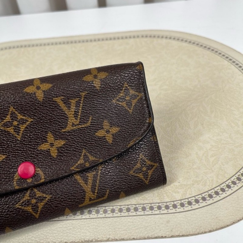 LV路易威登 有刻字 經典老花搭配豆豆長款信封錢包 紅色內裡 內裡整潔 卡位多 容量大-21