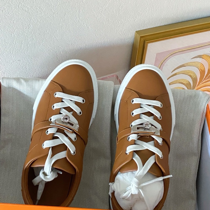 閒置新未使用Hermès 愛馬仕kelly扣運動鞋 金棕色 銀扣 37碼-1