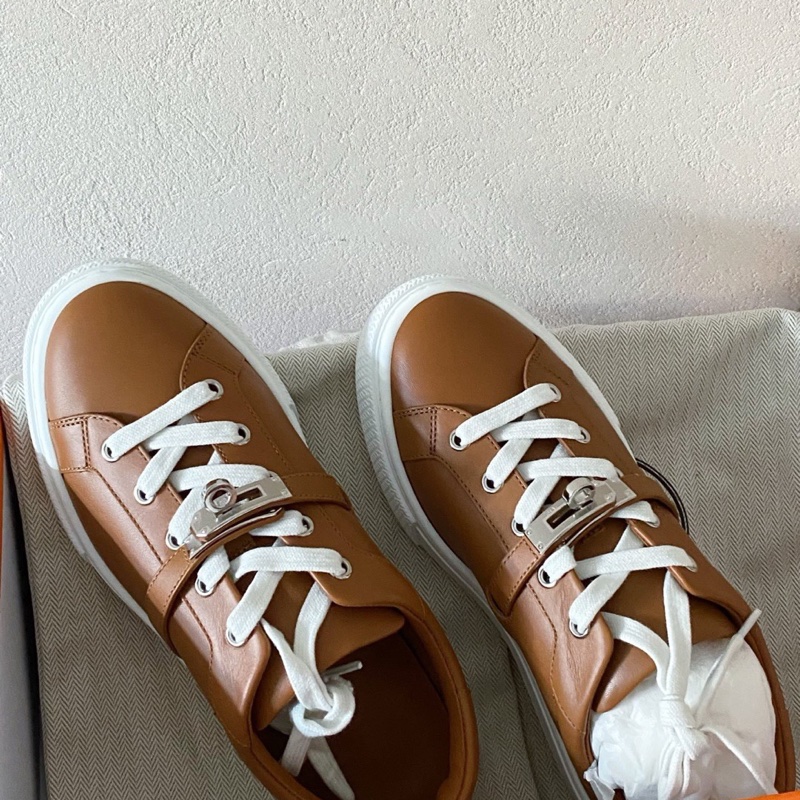 閒置新未使用Hermès 愛馬仕kelly扣運動鞋 金棕色 銀扣 37碼-2