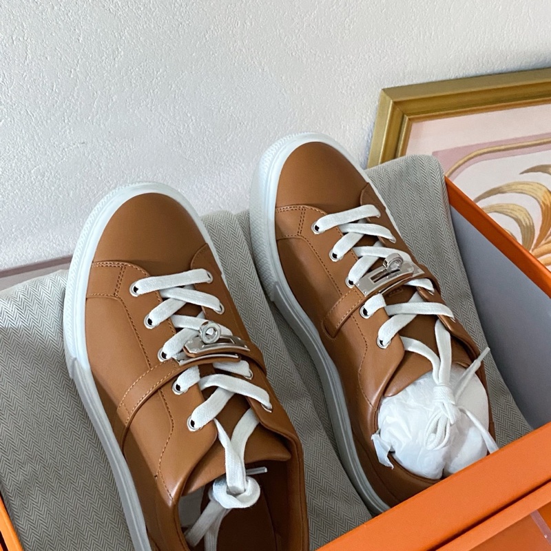 閒置新未使用Hermès 愛馬仕kelly扣運動鞋 金棕色 銀扣 37碼-3