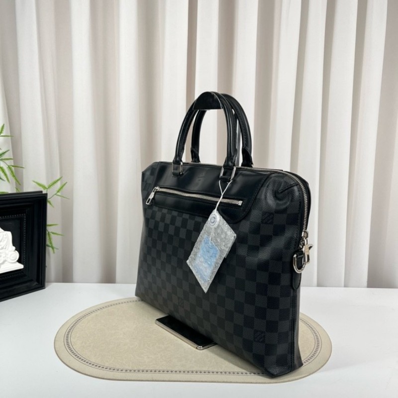 LV路易威登 經典款棋盤格單肩斜挎手提男士公文包 容量大 包型挺括 可放電腦-3