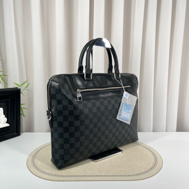 LV路易威登 經典款棋盤格單肩斜挎手提男士公文包 容量大 包型挺括 可放電腦-4