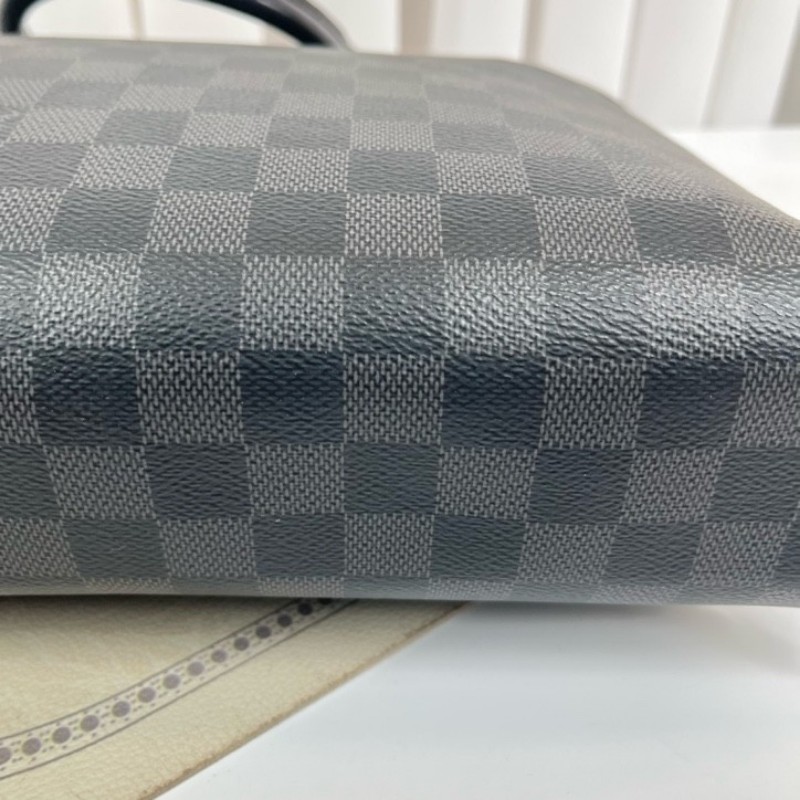 LV路易威登 經典款棋盤格單肩斜挎手提男士公文包 容量大 包型挺括 可放電腦-7