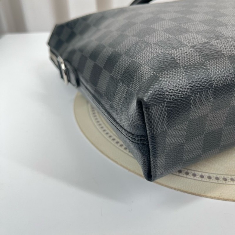LV路易威登 經典款棋盤格單肩斜挎手提男士公文包 容量大 包型挺括 可放電腦-9