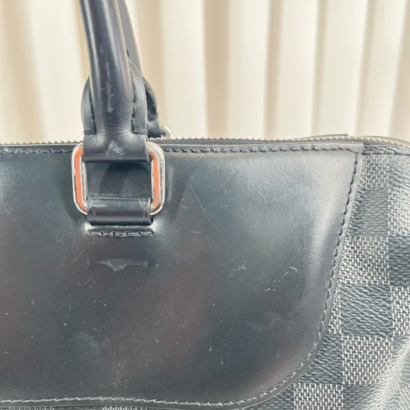 LV路易威登 經典款棋盤格單肩斜挎手提男士公文包 容量大 包型挺括 可放電腦-13