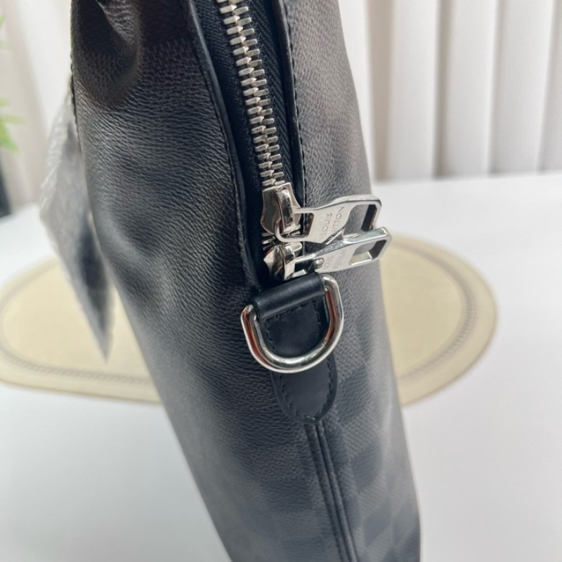 LV路易威登 經典款棋盤格單肩斜挎手提男士公文包 容量大 包型挺括 可放電腦-14