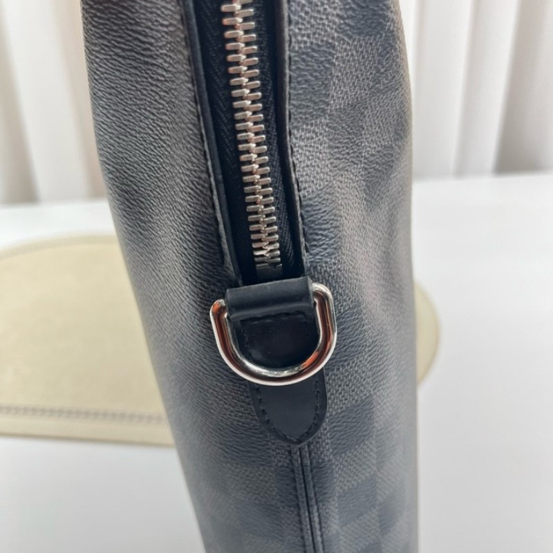 LV路易威登 經典款棋盤格單肩斜挎手提男士公文包 容量大 包型挺括 可放電腦-16