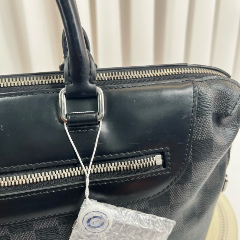 LV路易威登 經典款棋盤格單肩斜挎手提男士公文包 容量大 包型挺括 可放電腦-19