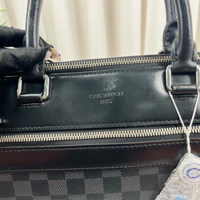 LV路易威登 經典款棋盤格單肩斜挎手提男士公文包 容量大 包型挺括 可放電腦-20