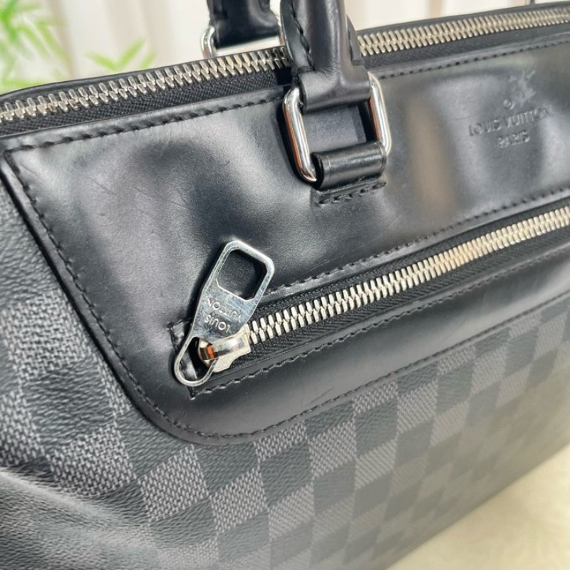 LV路易威登 經典款棋盤格單肩斜挎手提男士公文包 容量大 包型挺括 可放電腦-21