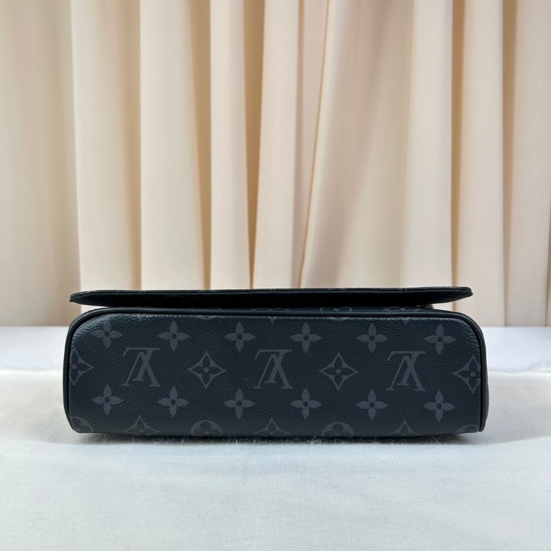 LV路易威登 經典老花包蓋式開合 Eclipse帆布拼牛皮 郵差包斜挎單肩包-4