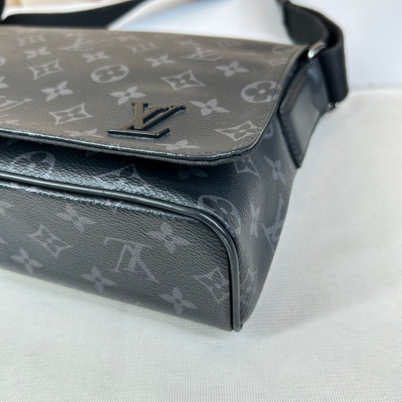 LV路易威登 經典老花包蓋式開合 Eclipse帆布拼牛皮 郵差包斜挎單肩包-10