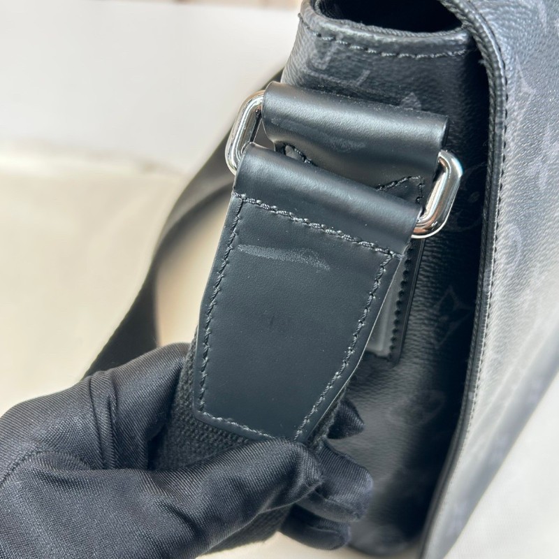 LV路易威登 經典老花包蓋式開合 Eclipse帆布拼牛皮 郵差包斜挎單肩包-14