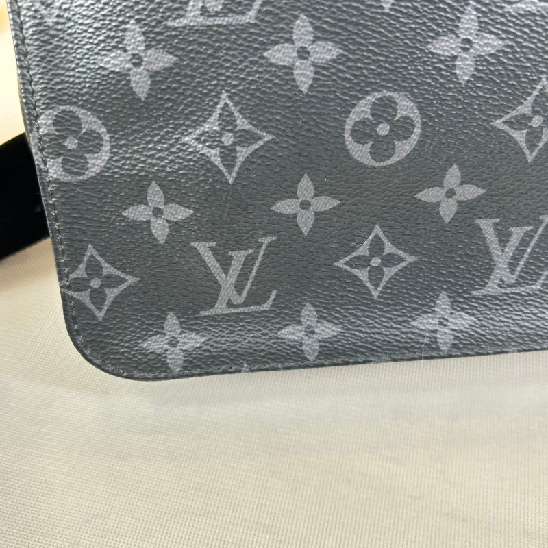 LV路易威登 經典老花包蓋式開合 Eclipse帆布拼牛皮 郵差包斜挎單肩包-15