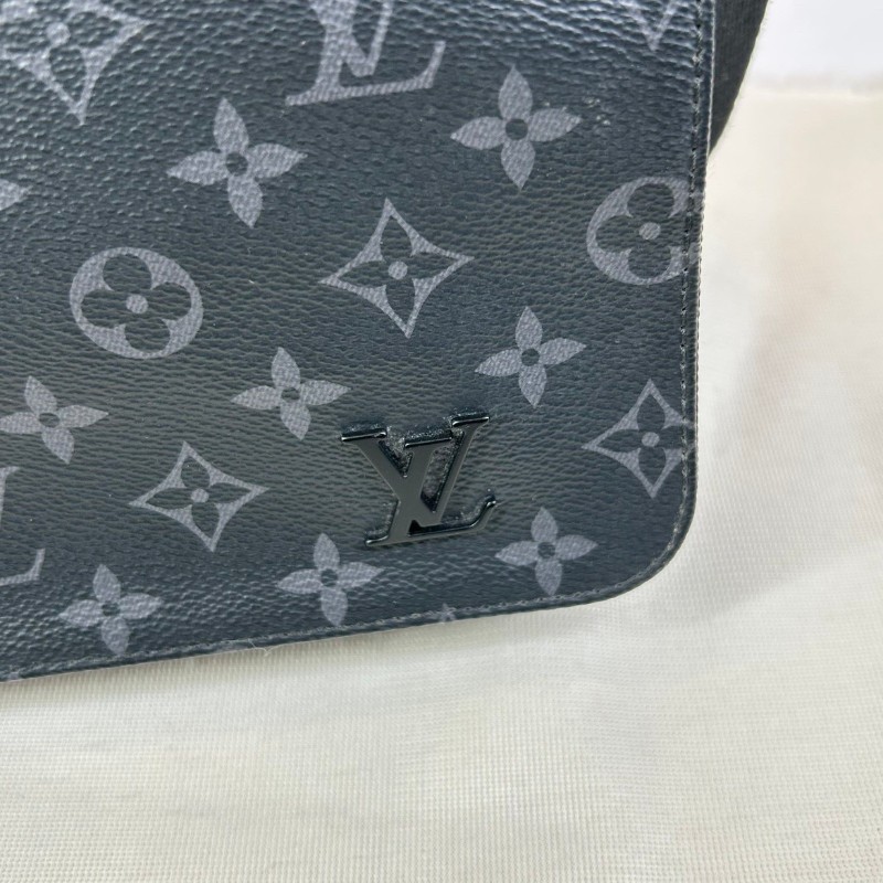 LV路易威登 經典老花包蓋式開合 Eclipse帆布拼牛皮 郵差包斜挎單肩包-16