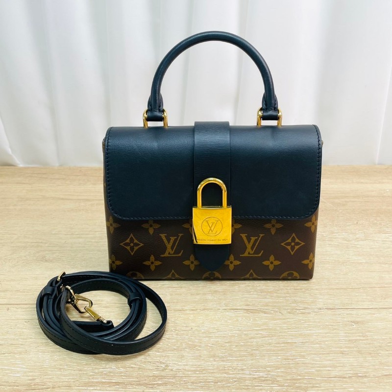 專櫃價3.3折!路易威登/Louis Vuitton locky bb黑拼老花鎖頭包 手提單肩斜挎都可 經典款式 休閒復古-0