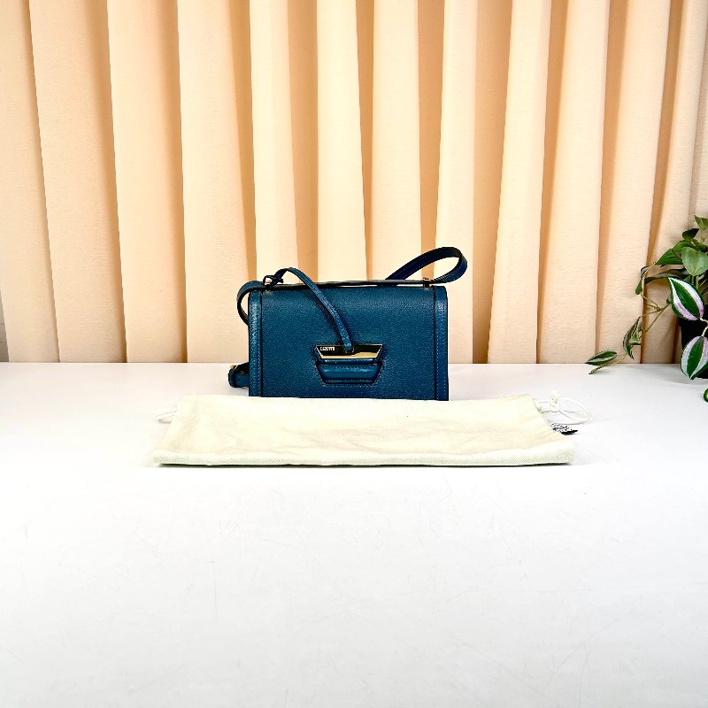 羅意威 LOEWE/羅意威 Barcelona 巴塞羅那倒三角 牛皮 藍色 實用百搭結實耐用-6