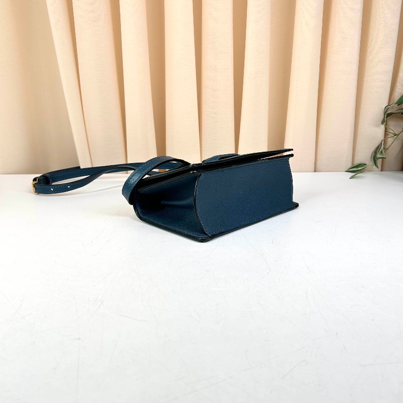 羅意威 LOEWE/羅意威 Barcelona 巴塞羅那倒三角 牛皮 藍色 實用百搭結實耐用-9