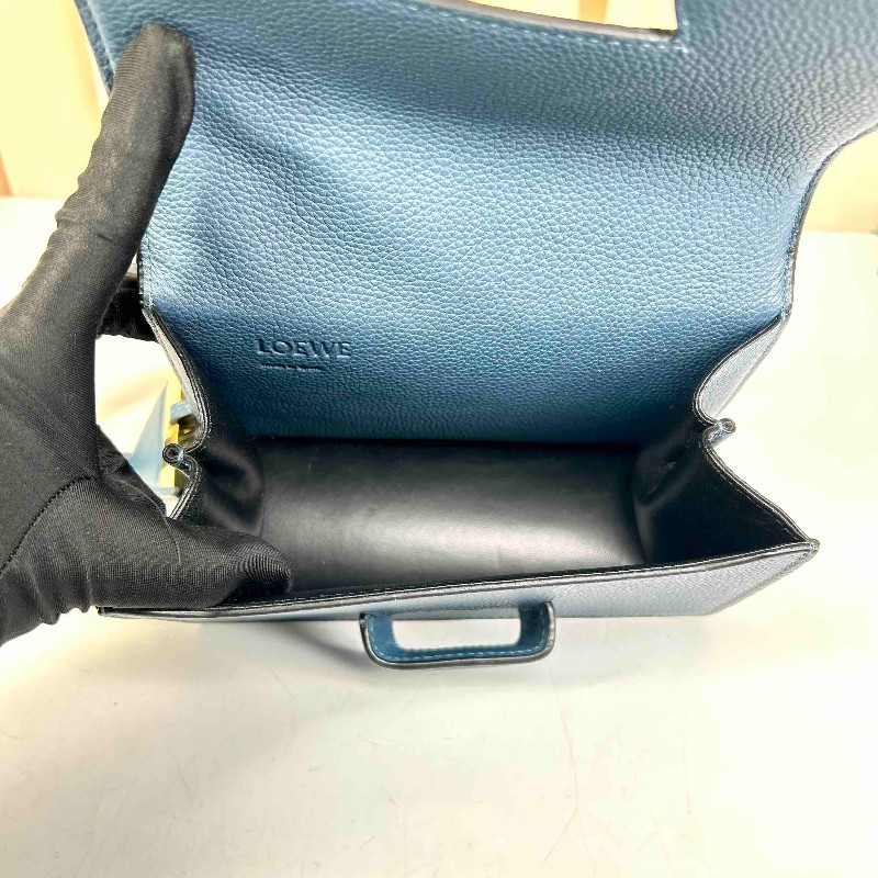 羅意威 LOEWE/羅意威 Barcelona 巴塞羅那倒三角 牛皮 藍色 實用百搭結實耐用-10