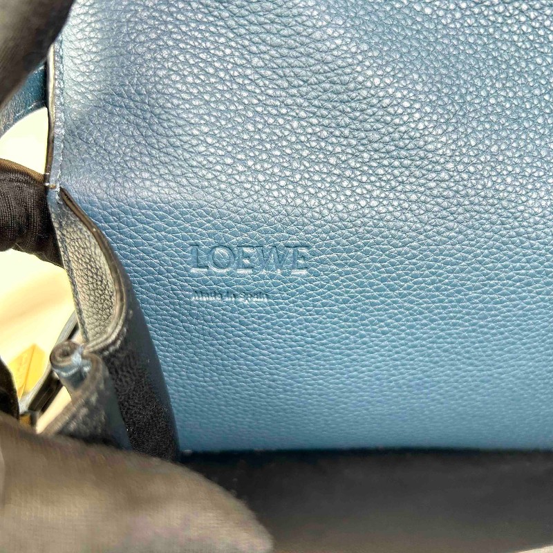 羅意威 LOEWE/羅意威 Barcelona 巴塞羅那倒三角 牛皮 藍色 實用百搭結實耐用-17