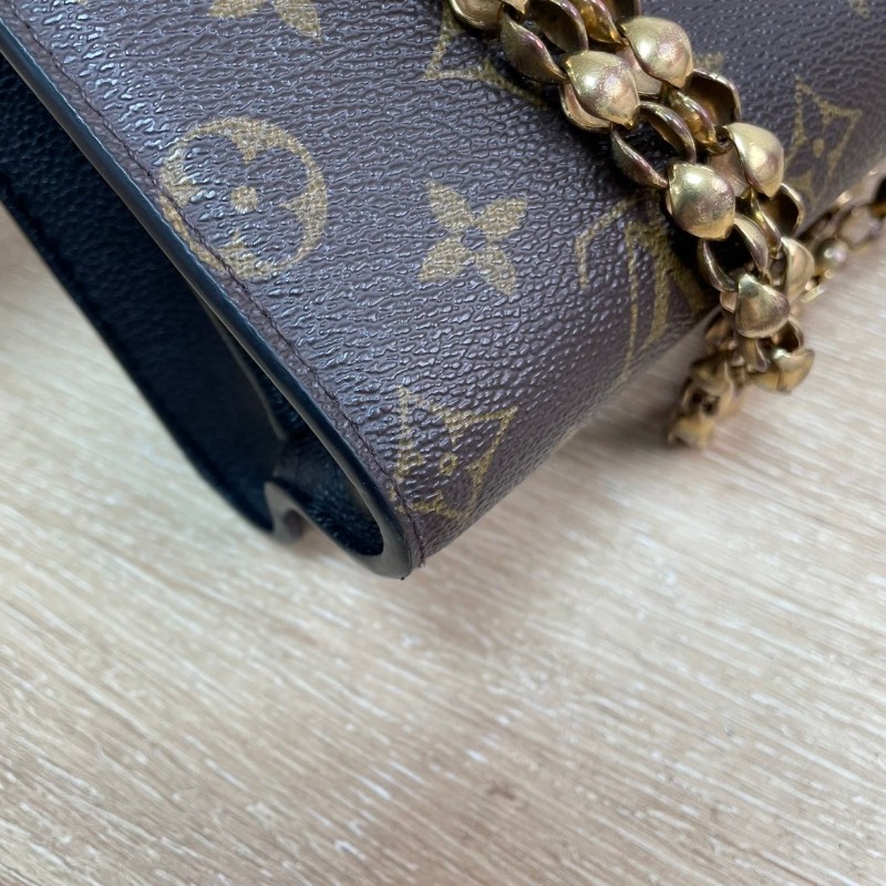 專櫃價2.7折!LOUIS VUITTON Victoire老花 金屬鏈條搭配拼色皮革 腋下包斜挎包單肩包-7