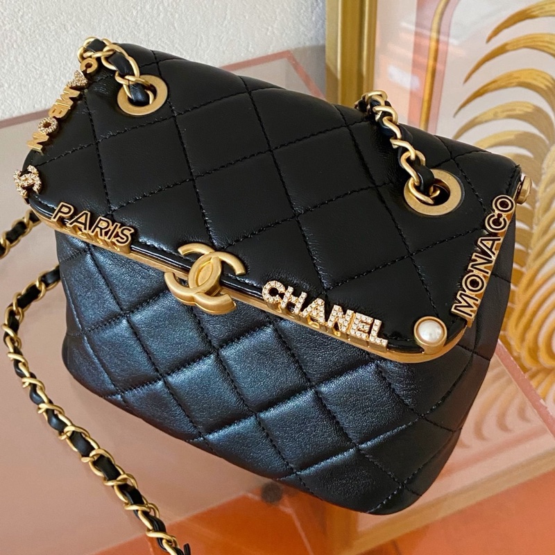 Chanel香奈兒23C Kiss Lock琺瑯鑲鑽盒子包 黑金 完美的一隻 配件:小票 塵袋-1