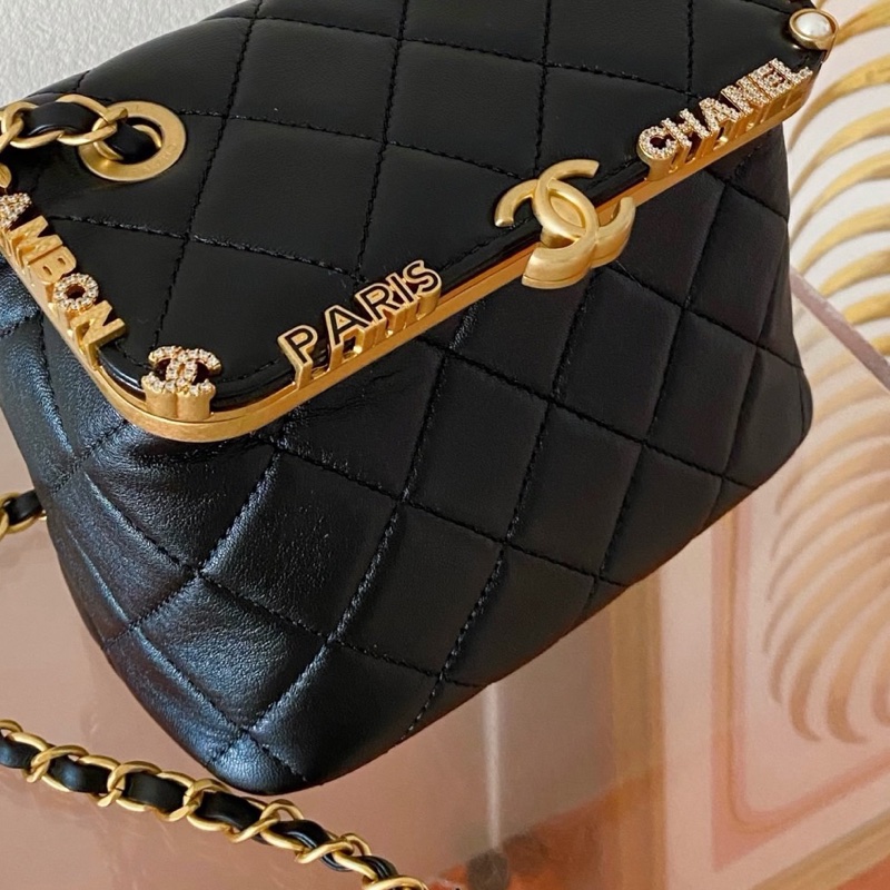 Chanel香奈兒23C Kiss Lock琺瑯鑲鑽盒子包 黑金 完美的一隻 配件:小票 塵袋-5