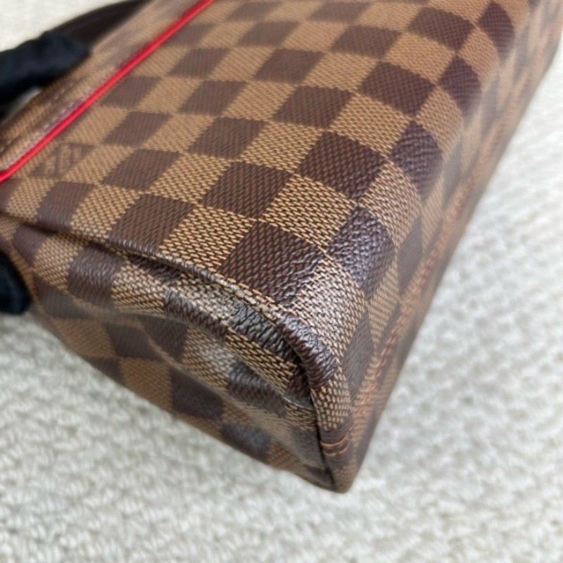 LV路易威登棕棋盤流蘇手提郵差包 有肩帶 可單肩可斜挎可手提 紅色內裡 容量實用 日常百搭-8