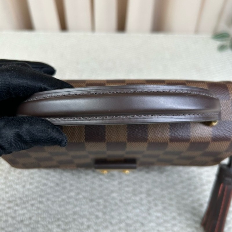 LV路易威登棕棋盤流蘇手提郵差包 有肩帶 可單肩可斜挎可手提 紅色內裡 容量實用 日常百搭-13