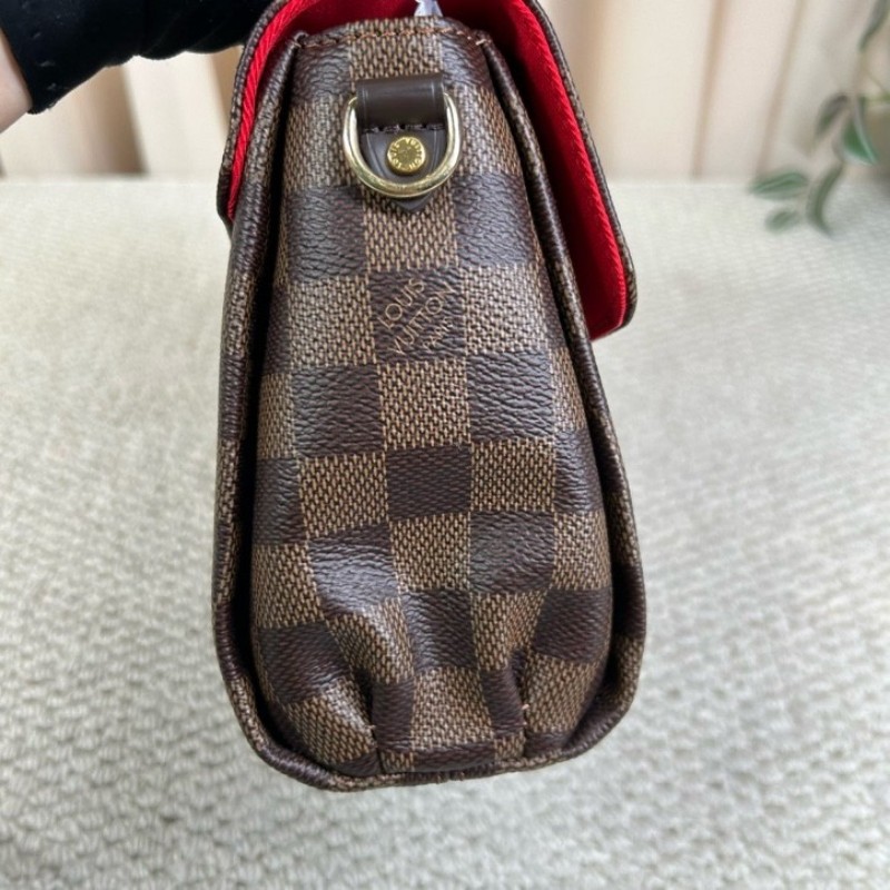 LV路易威登棕棋盤流蘇手提郵差包 有肩帶 可單肩可斜挎可手提 紅色內裡 容量實用 日常百搭-15