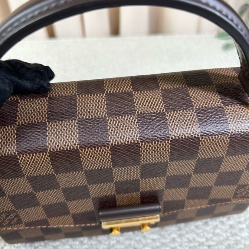 LV路易威登棕棋盤流蘇手提郵差包 有肩帶 可單肩可斜挎可手提 紅色內裡 容量實用 日常百搭-16