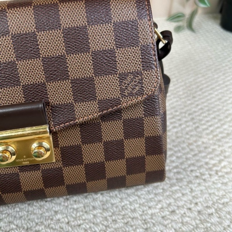 LV路易威登棕棋盤流蘇手提郵差包 有肩帶 可單肩可斜挎可手提 紅色內裡 容量實用 日常百搭-18