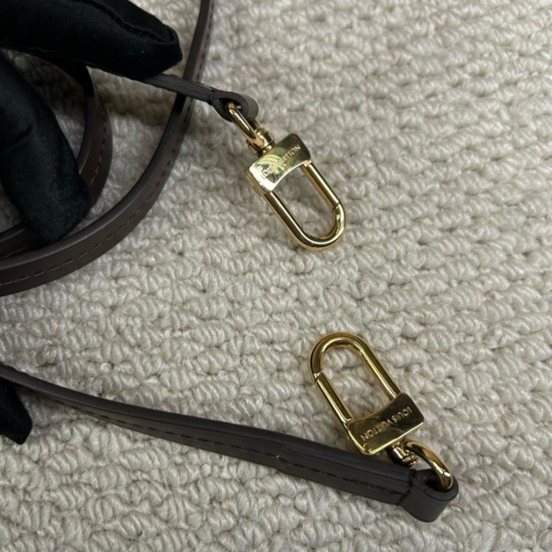 LV路易威登棕棋盤流蘇手提郵差包 有肩帶 可單肩可斜挎可手提 紅色內裡 容量實用 日常百搭-21