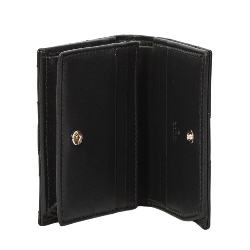 【GUCCI 古馳】GG Marmont 經典金屬雙G 牛皮 卡夾 皮夾 短夾 零錢包 黑色 466492-2