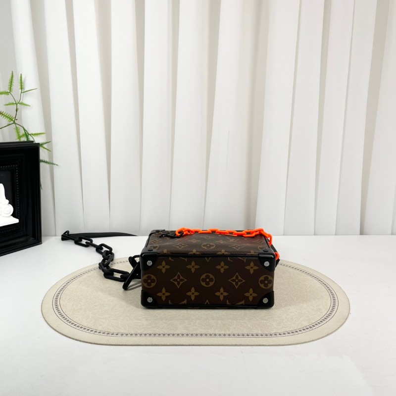 LV路易威登 芯片款 Virgil Mini Soft Trunk橙鏈條老花盒子單肩斜挎包 既有造型又實用可手拿單肩斜挎-2
