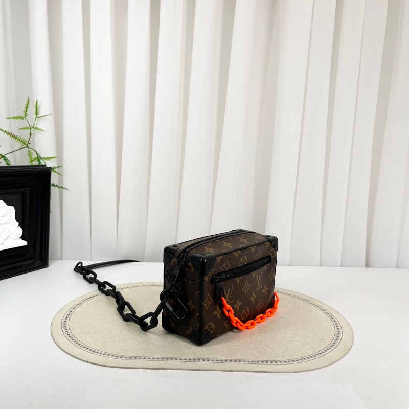 LV路易威登 芯片款 Virgil Mini Soft Trunk橙鏈條老花盒子單肩斜挎包 既有造型又實用可手拿單肩斜挎-3