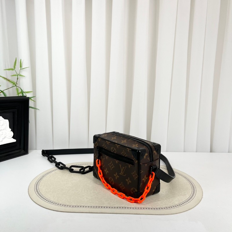 LV路易威登 芯片款 Virgil Mini Soft Trunk橙鏈條老花盒子單肩斜挎包 既有造型又實用可手拿單肩斜挎-4