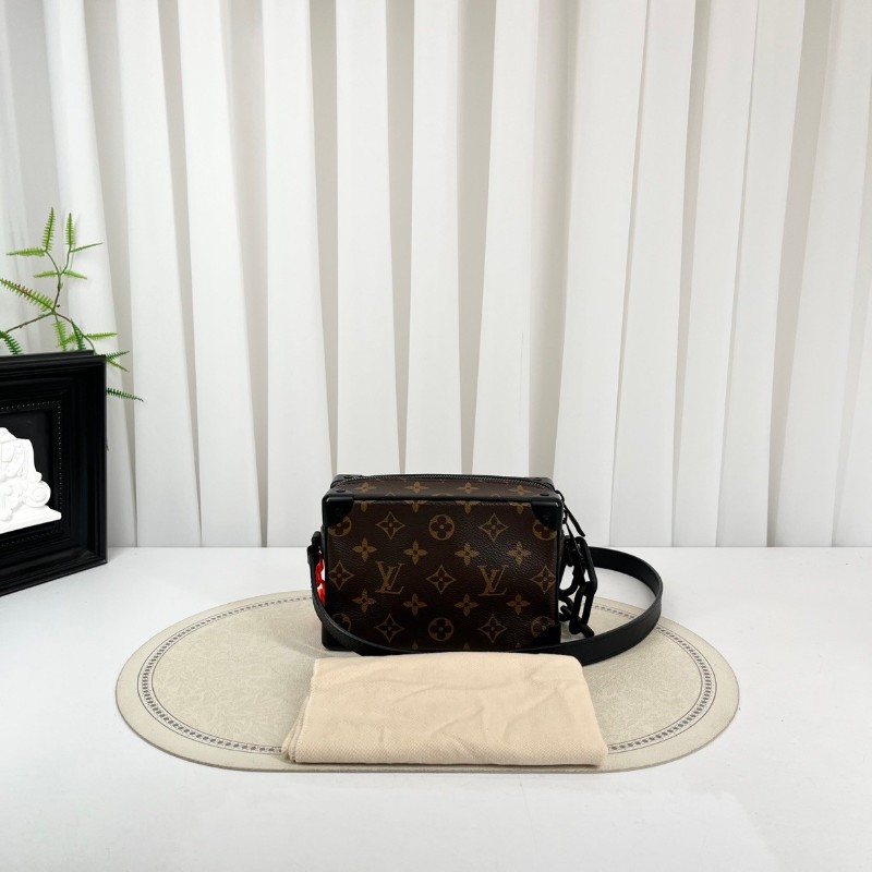 LV路易威登 芯片款 Virgil Mini Soft Trunk橙鏈條老花盒子單肩斜挎包 既有造型又實用可手拿單肩斜挎-6