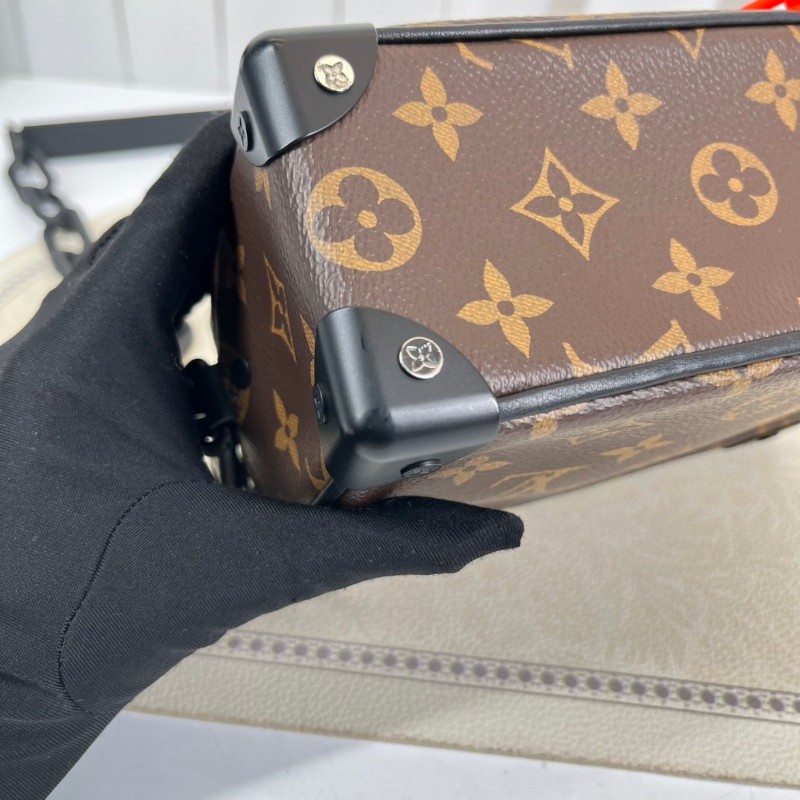 LV路易威登 芯片款 Virgil Mini Soft Trunk橙鏈條老花盒子單肩斜挎包 既有造型又實用可手拿單肩斜挎-7