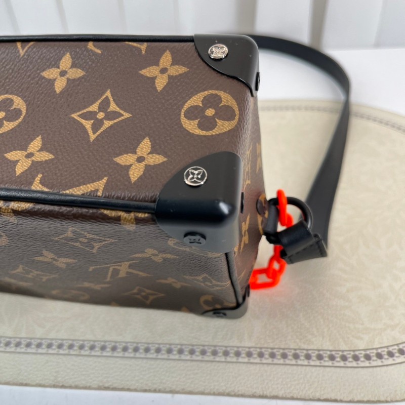 LV路易威登 芯片款 Virgil Mini Soft Trunk橙鏈條老花盒子單肩斜挎包 既有造型又實用可手拿單肩斜挎-8