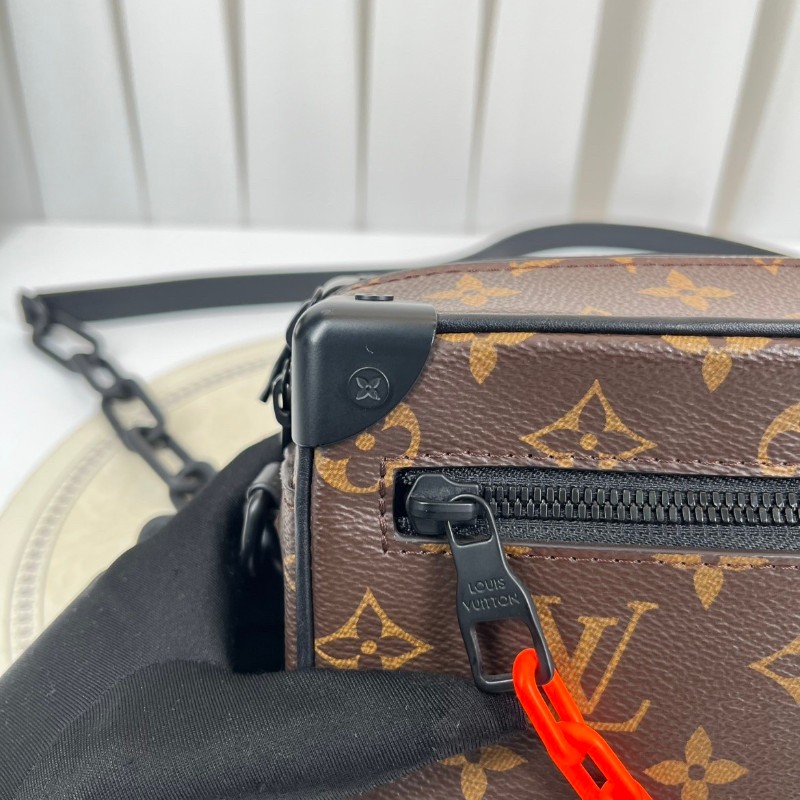 LV路易威登 芯片款 Virgil Mini Soft Trunk橙鏈條老花盒子單肩斜挎包 既有造型又實用可手拿單肩斜挎-11