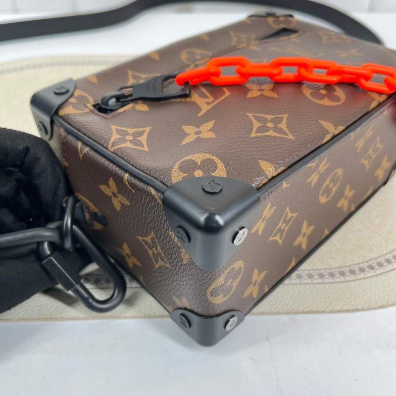 LV路易威登 芯片款 Virgil Mini Soft Trunk橙鏈條老花盒子單肩斜挎包 既有造型又實用可手拿單肩斜挎-12