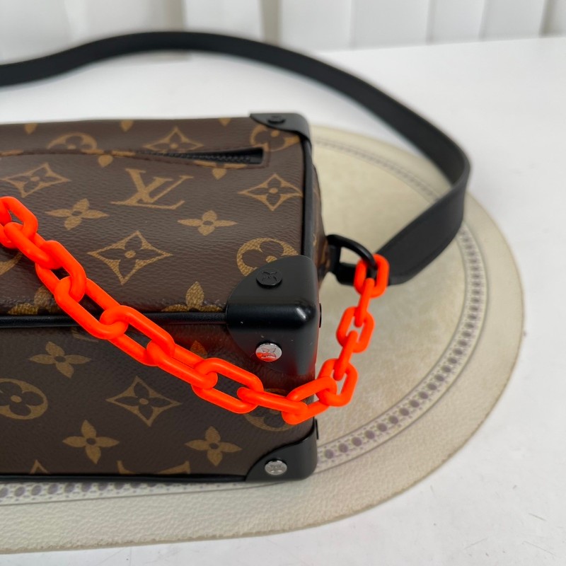 LV路易威登 芯片款 Virgil Mini Soft Trunk橙鏈條老花盒子單肩斜挎包 既有造型又實用可手拿單肩斜挎-14