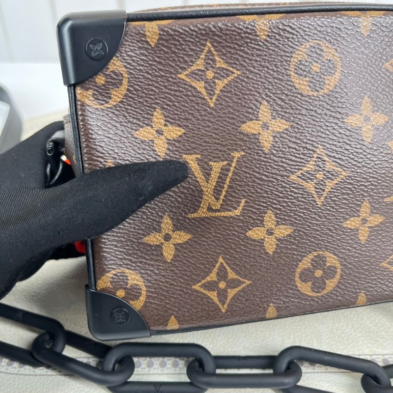 LV路易威登 芯片款 Virgil Mini Soft Trunk橙鏈條老花盒子單肩斜挎包 既有造型又實用可手拿單肩斜挎-18