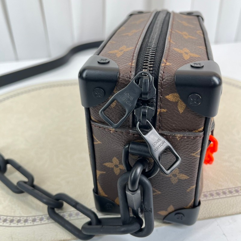 LV路易威登 芯片款 Virgil Mini Soft Trunk橙鏈條老花盒子單肩斜挎包 既有造型又實用可手拿單肩斜挎-21