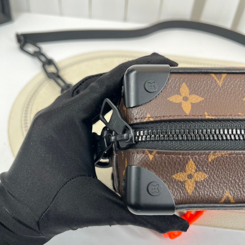 LV路易威登 芯片款 Virgil Mini Soft Trunk橙鏈條老花盒子單肩斜挎包 既有造型又實用可手拿單肩斜挎-22