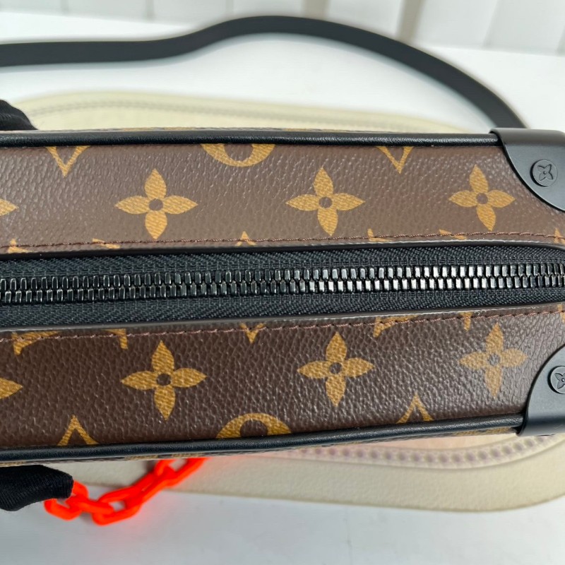 LV路易威登 芯片款 Virgil Mini Soft Trunk橙鏈條老花盒子單肩斜挎包 既有造型又實用可手拿單肩斜挎-23