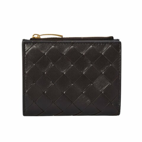 【BOTTEGA VENETA 寶緹嘉】BV Intrecciato Small Bi-Fold 編織皮革 拉鍊 卡夾 皮夾 短夾 深巧克力色 742330