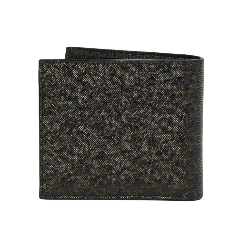 【CELINE】Bi-fold Triomphe 標誌印花 牛皮 雙摺 零錢包 卡夾 皮夾 短夾 黝黑色 10C872BQB.38NO-3